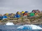 Village Saattut in the Uummannaq Fjord, north of the polar circle. Greenland. Art Print